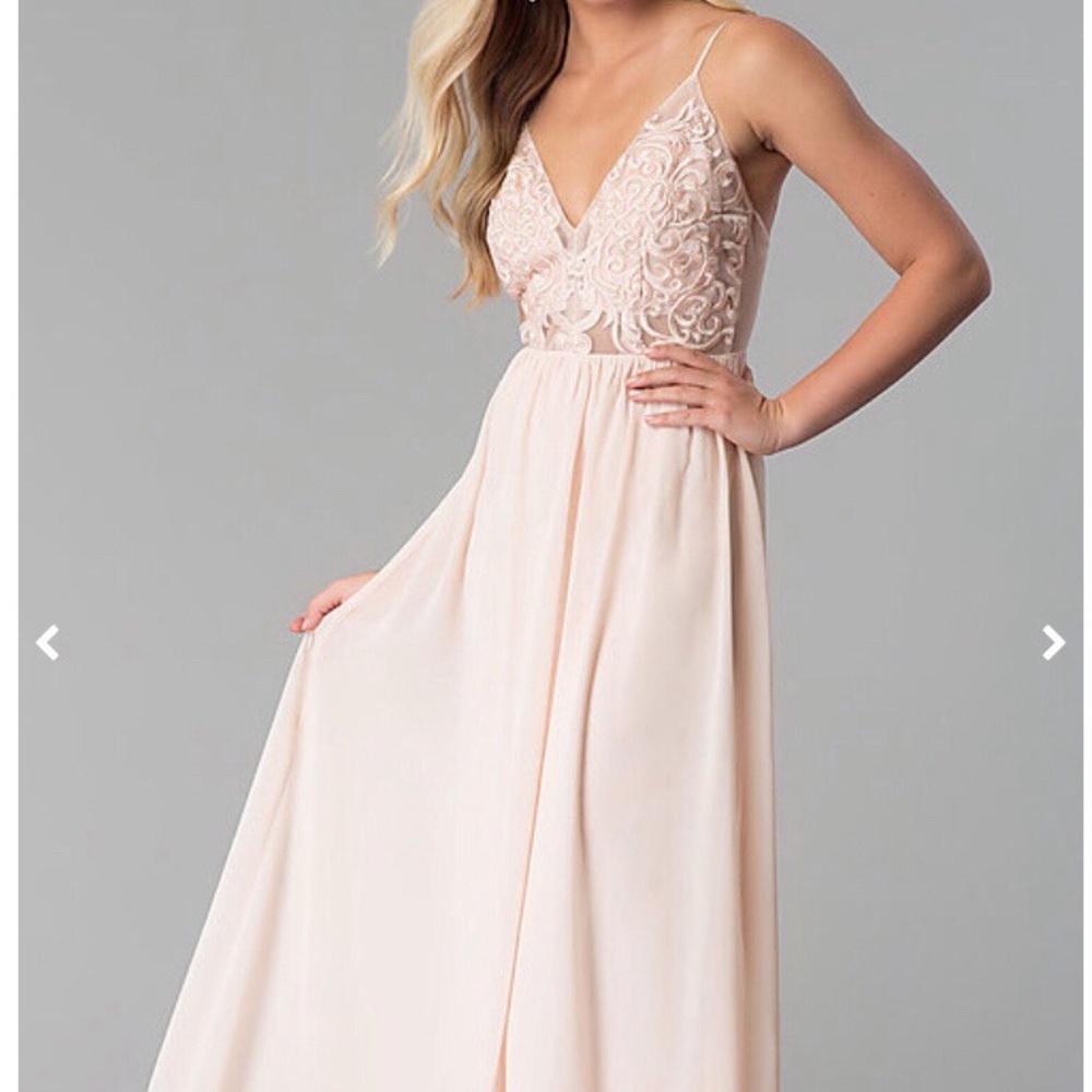 Light Pink Floral Prom Maxi Dress
